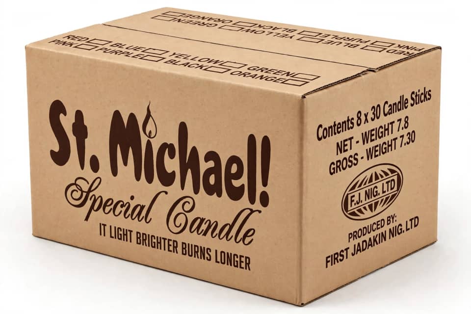 Carton of coloured candles